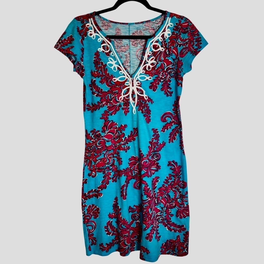 Lilly Pulitzer Brewster Pink and Blue 100% Cotton Small Mini Dress